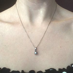 blue gray saltwater pearl and topaz necklace